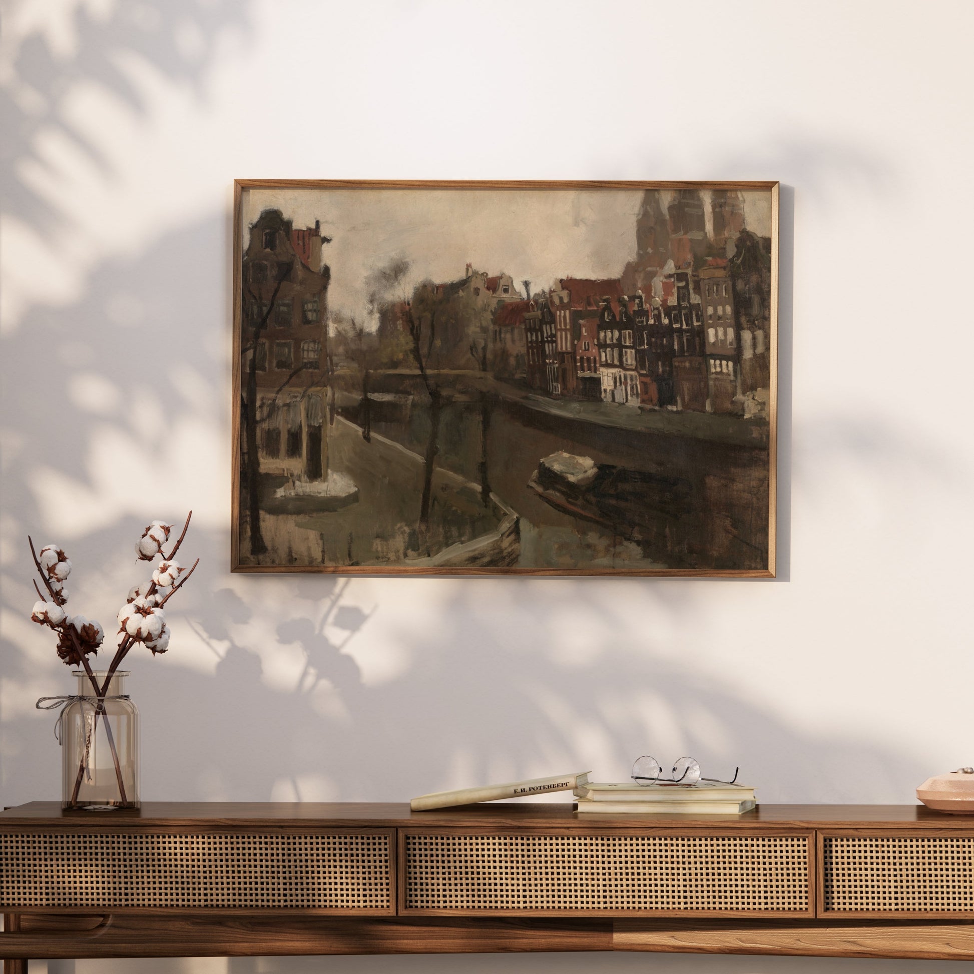 Premium Poster of Charming Canal Houses Comfortable View Posters