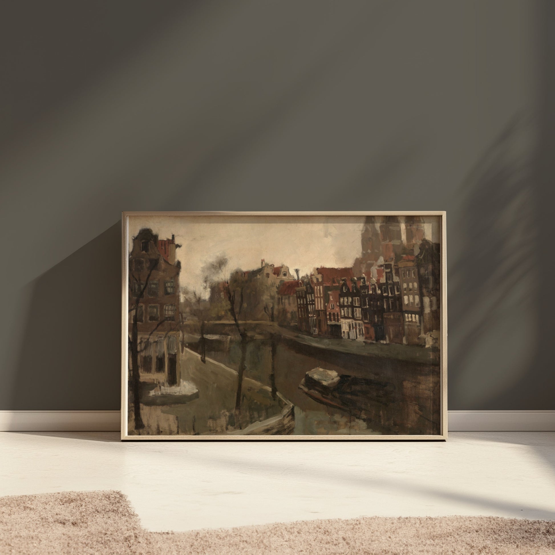 Premium Poster of Charming Canal Houses Comfortable View Posters