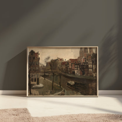 Premium Poster of Charming Canal Houses Comfortable View Posters