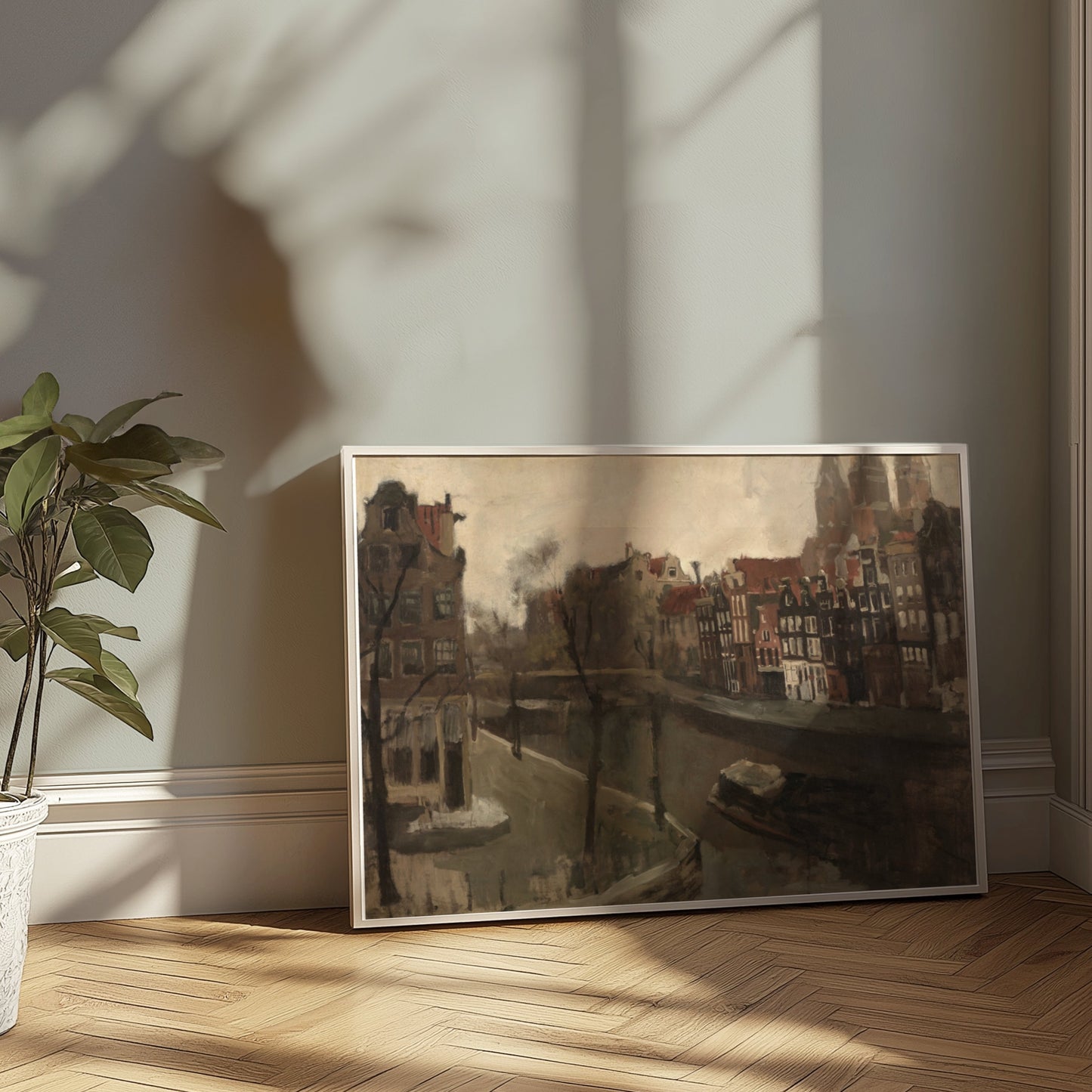 Premium Poster of Charming Canal Houses Comfortable View Posters