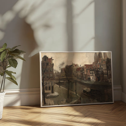 Premium Poster of Charming Canal Houses Comfortable View Posters