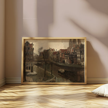 Premium Poster of Charming Canal Houses Comfortable View Posters