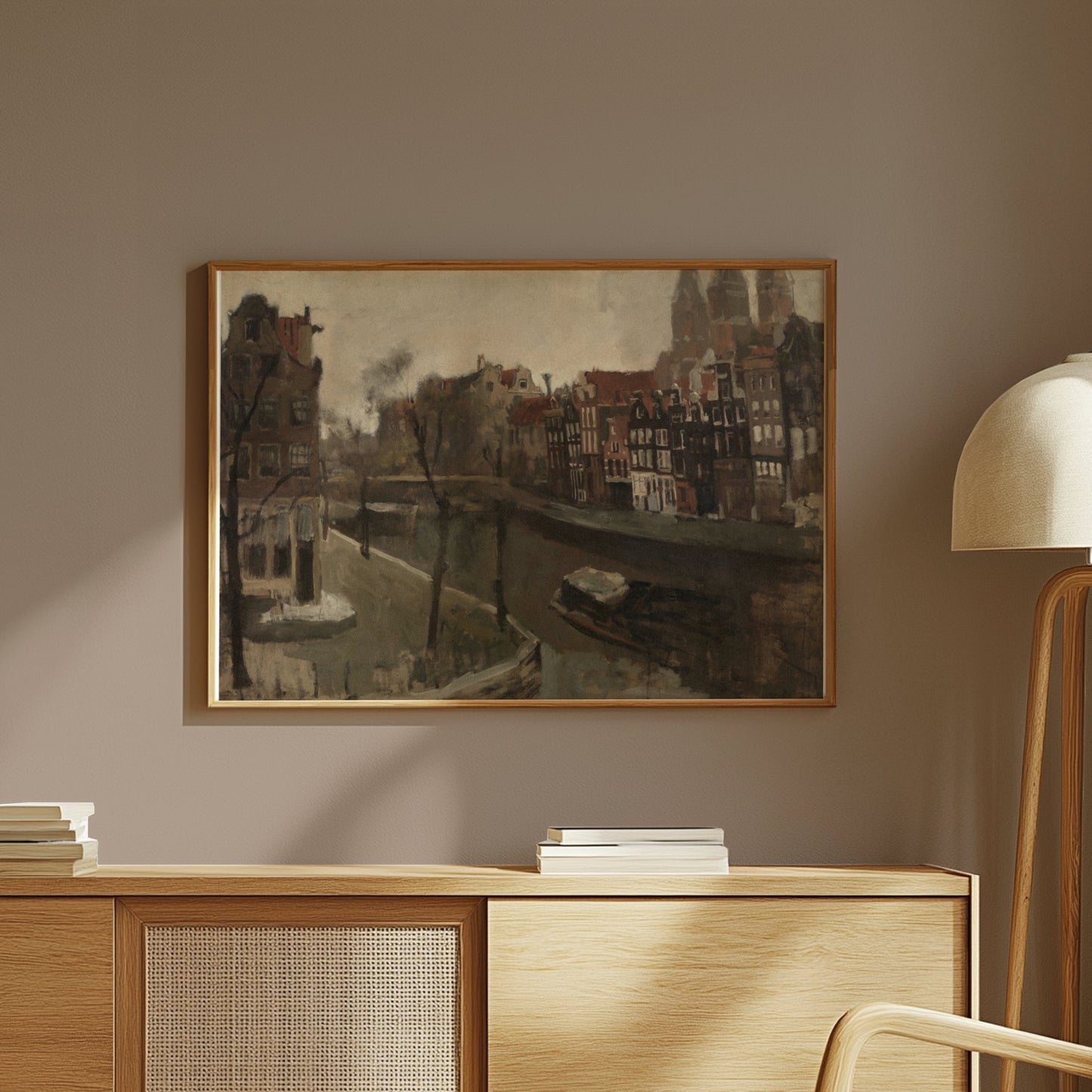 Premium Poster of Charming Canal Houses Comfortable View Posters