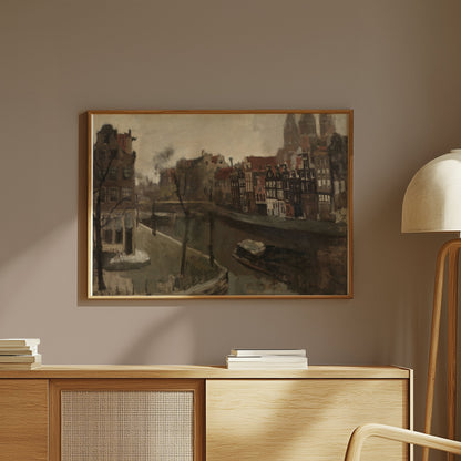Premium Poster of Charming Canal Houses Comfortable View Posters