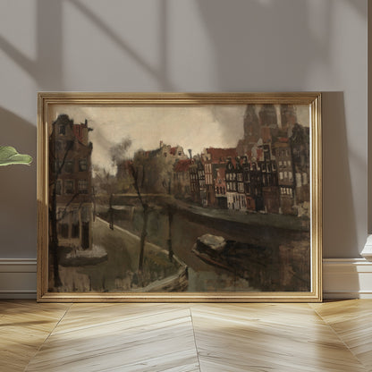 Premium Poster of Charming Canal Houses Comfortable View Posters