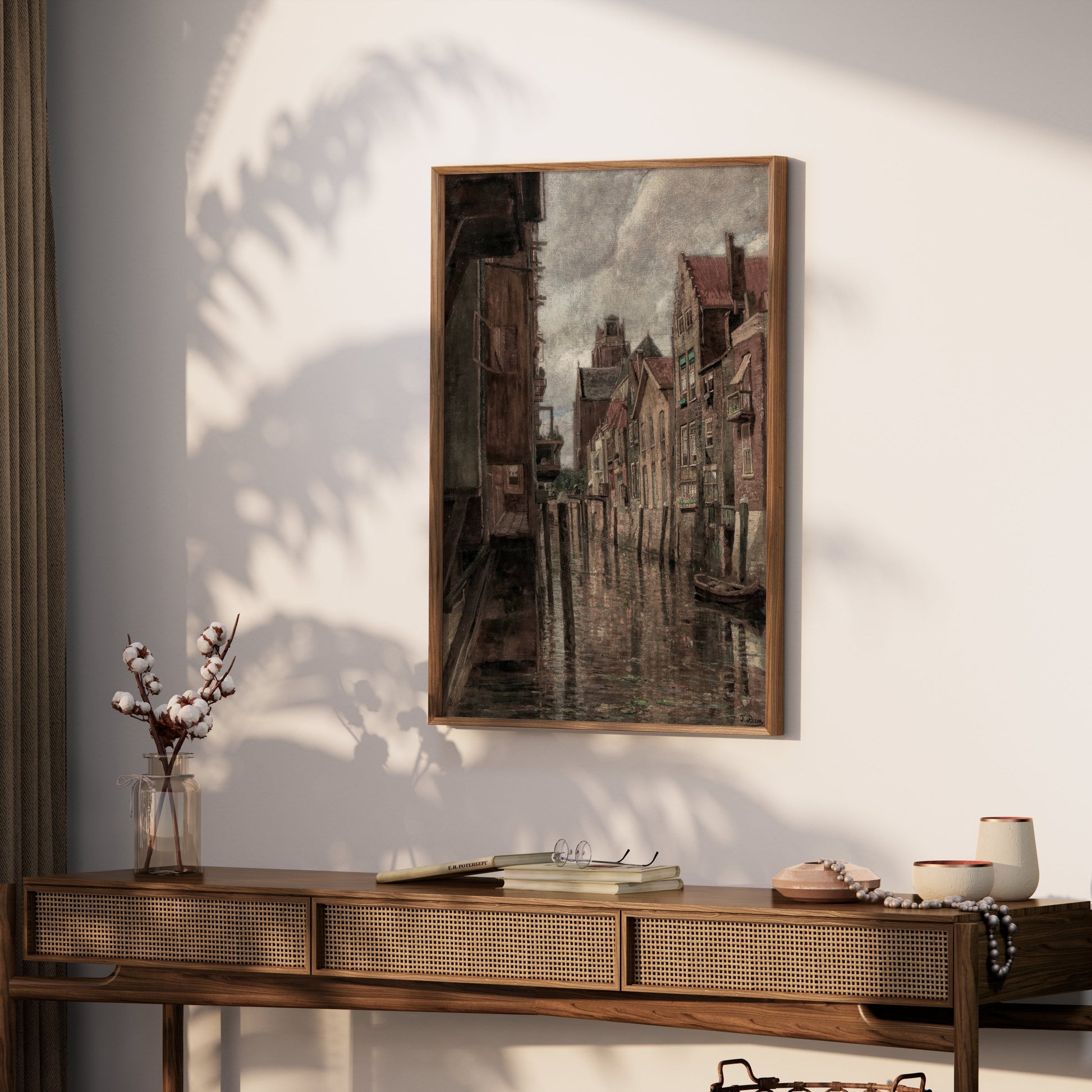 Premium Poster of Charming Canal Scene Vintage Architecture Art Posters