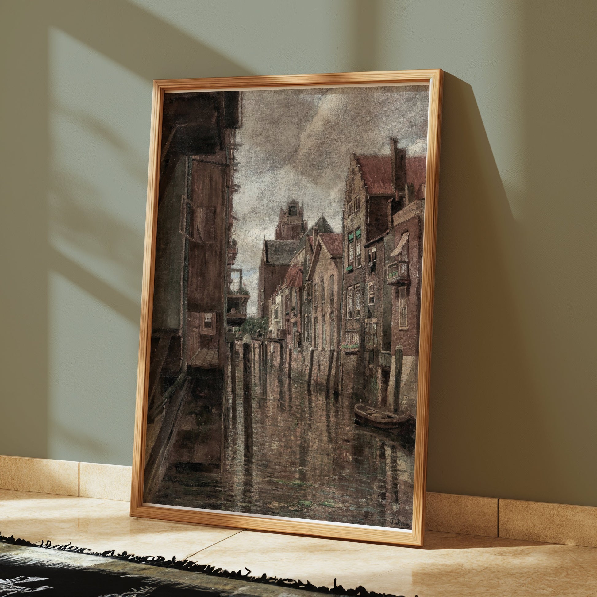 Premium Poster of Charming Canal Scene Vintage Architecture Art Posters