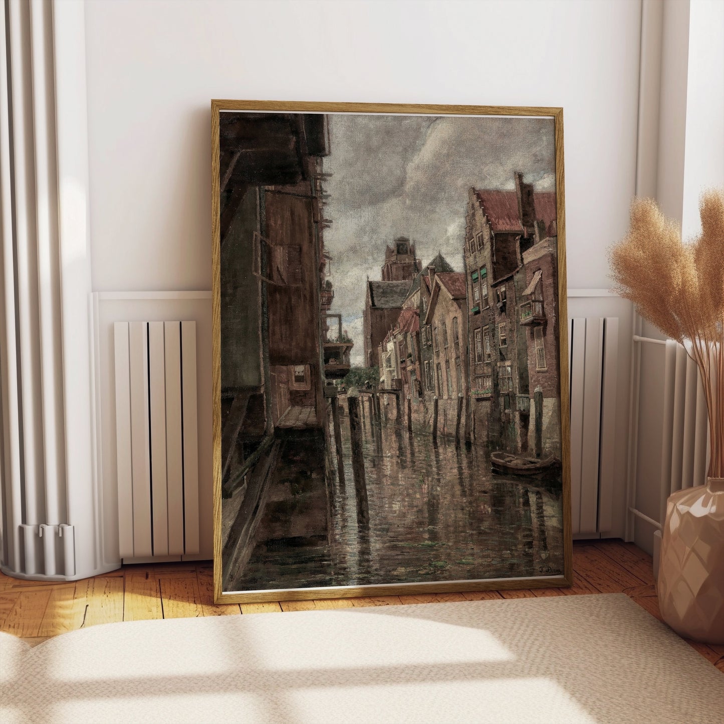 Premium Poster of Charming Canal Scene Vintage Architecture Art Posters
