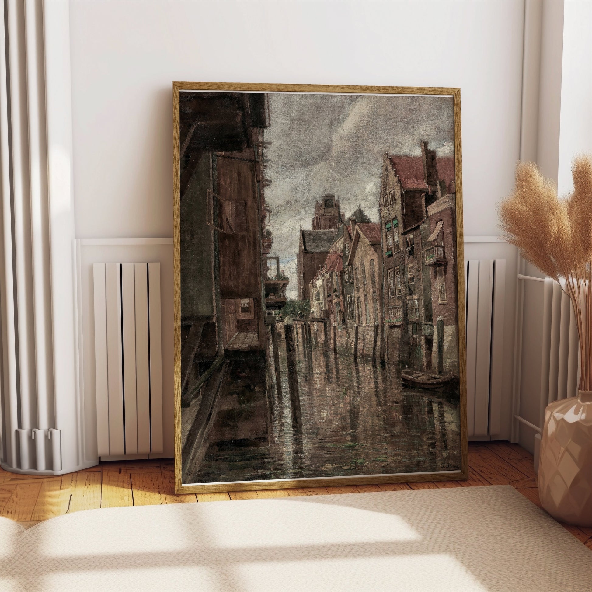 Premium Poster of Charming Canal Scene Vintage Architecture Art Posters
