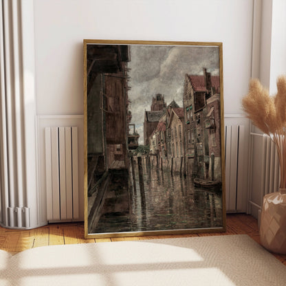 Premium Poster of Charming Canal Scene Vintage Architecture Art Posters