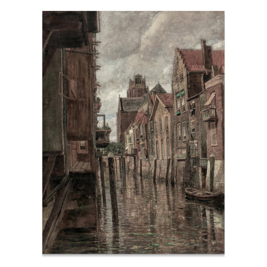Premium Poster of Charming Canal Scene Vintage Architecture Art Posters
