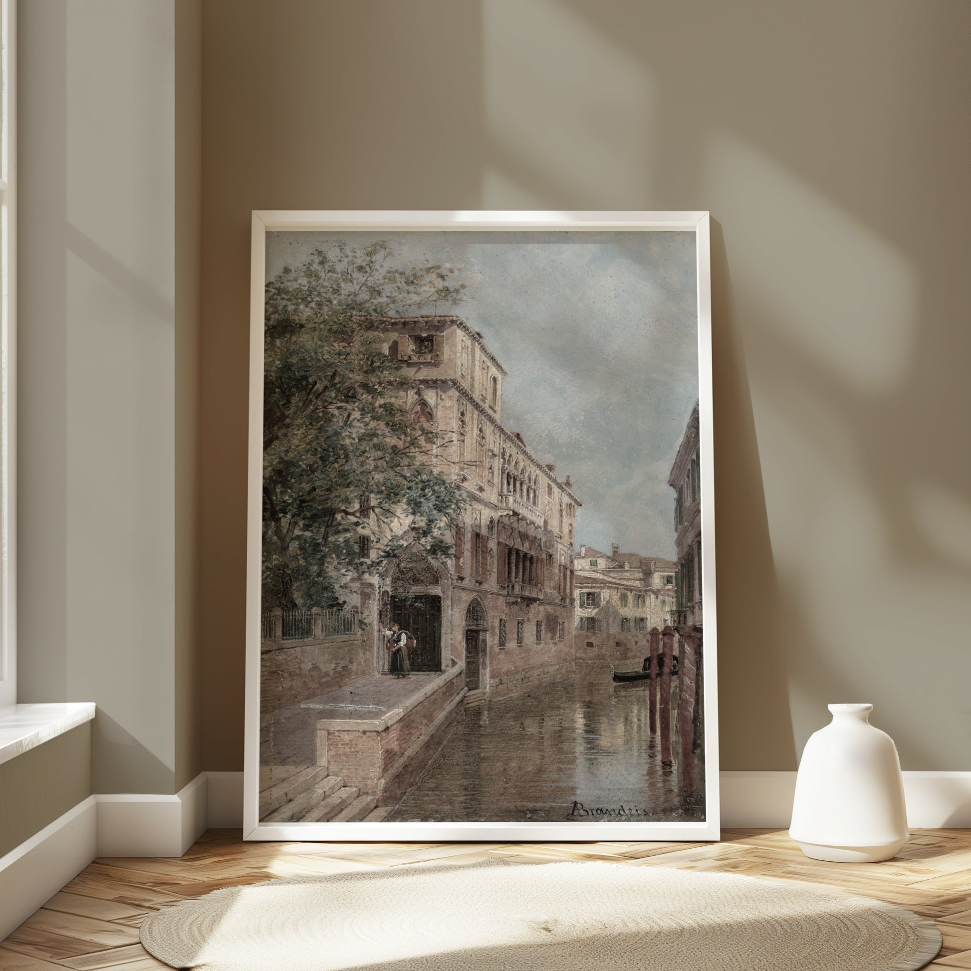 Premium Poster of Charming Classic Canal Cityscape Artwork Posters