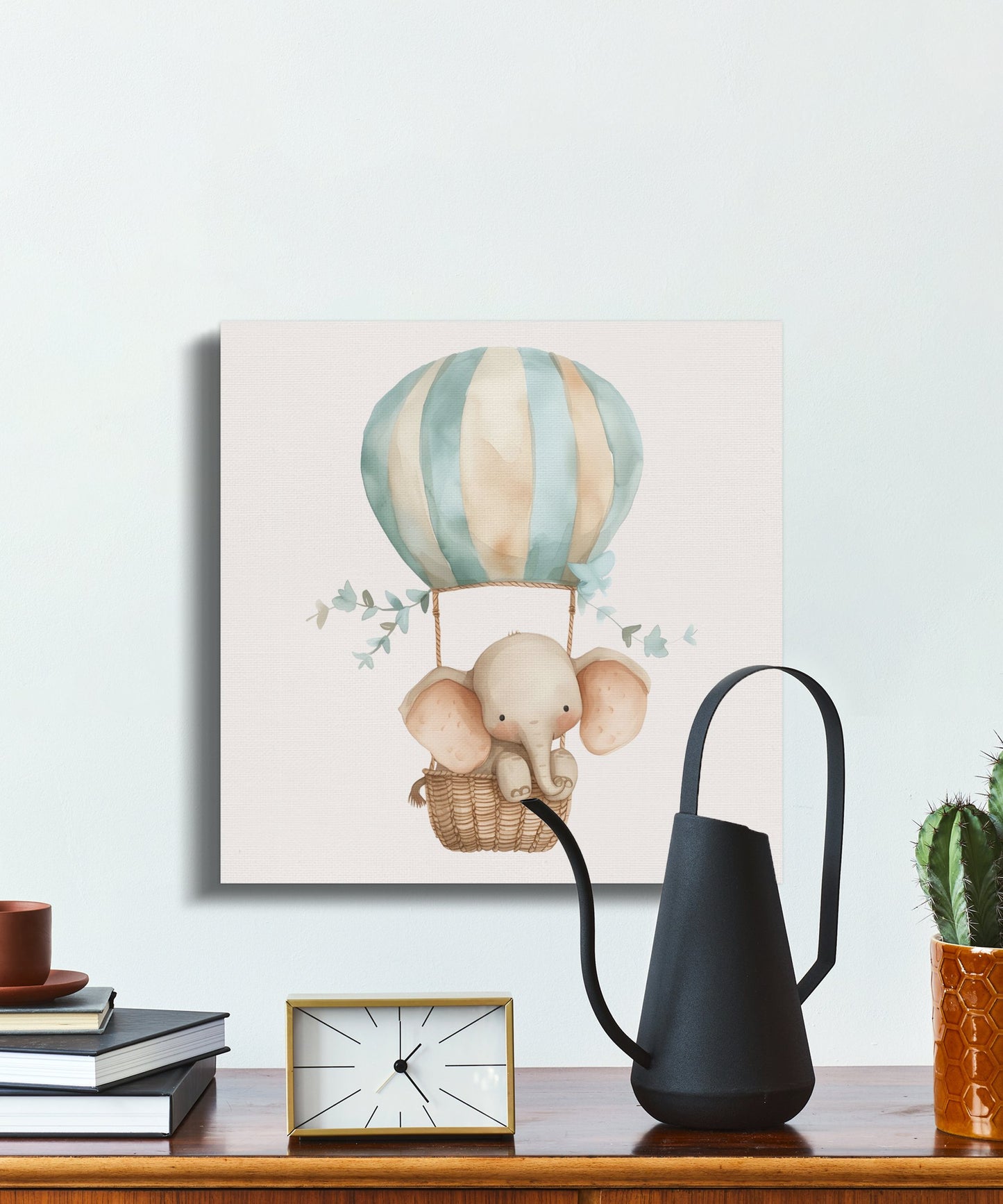 Premium Poster of Charming Elephant Hot Air Balloon Nursery Canvas Wraps