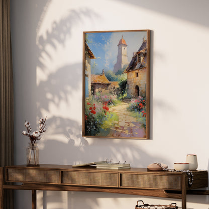 Premium Poster of Charming European Village with Tower Posters