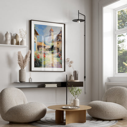 Premium Poster of Charming European Village with Tower Posters