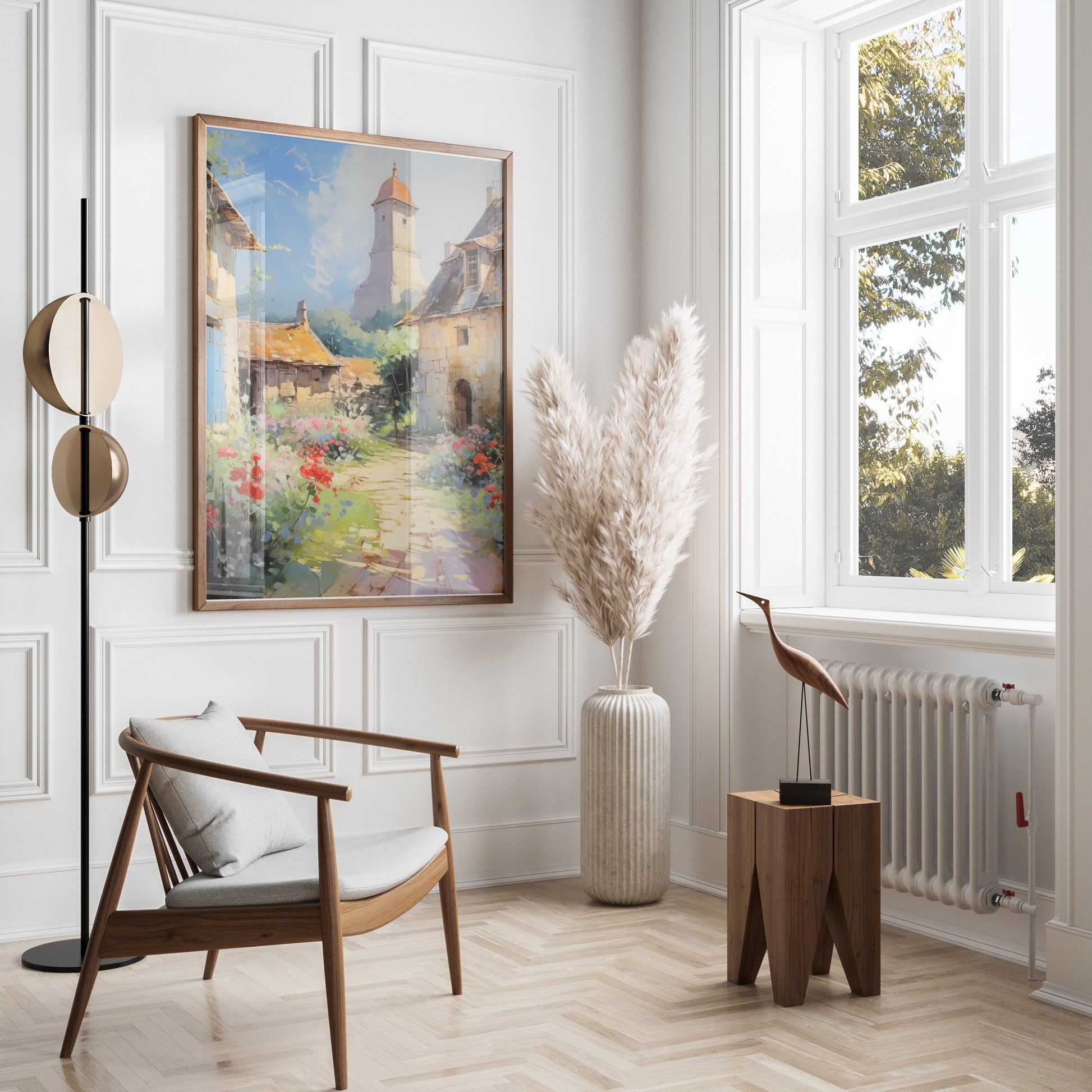 Premium Poster of Charming European Village with Tower Posters