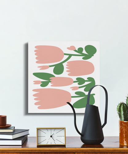 Premium Poster of Charming Floral Wall Art Pink and Green Canvas Wraps