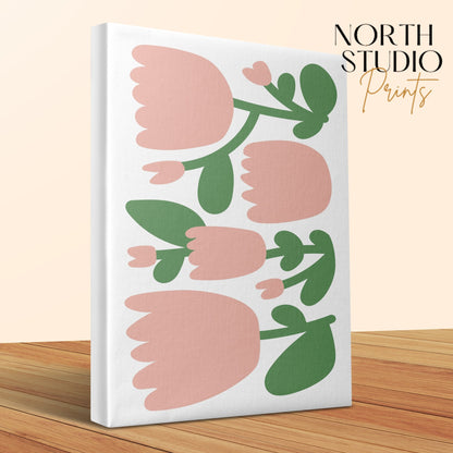 Premium Poster of Charming Floral Wall Art Pink and Green Canvas Wraps
