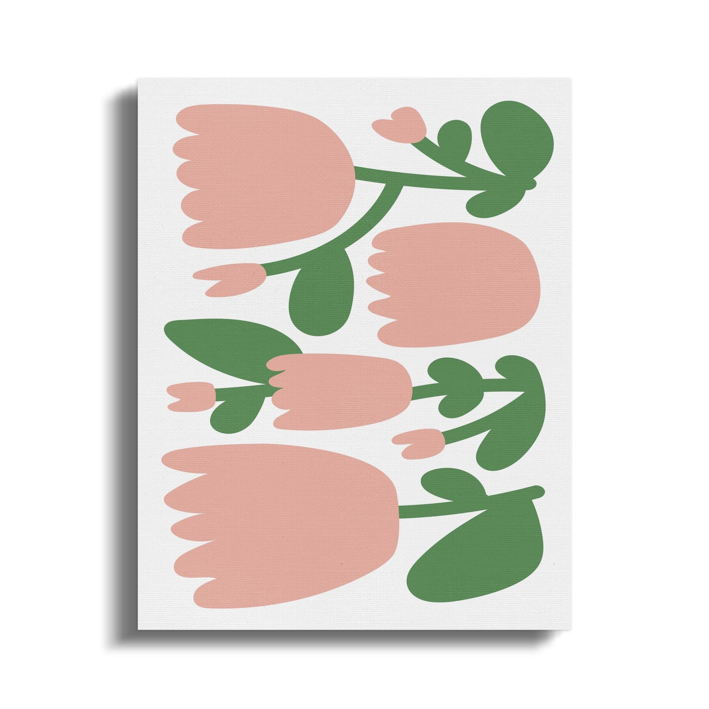 Premium Poster of Charming Floral Wall Art Pink and Green Canvas Wraps