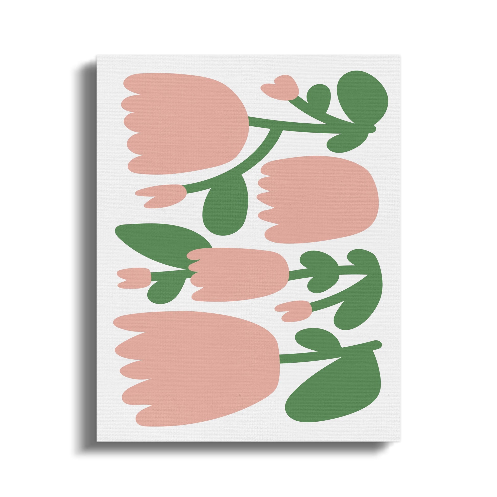 Premium Poster of Charming Floral Wall Art Pink and Green Canvas Wraps