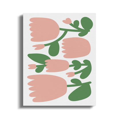 Premium Poster of Charming Floral Wall Art Pink and Green Canvas Wraps