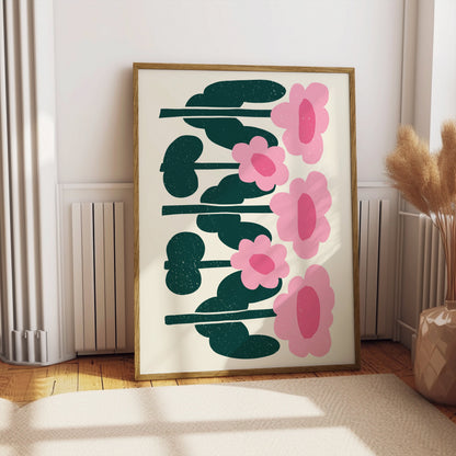 Premium Poster of Charming Pink Floral Art Decorative Wall Posters