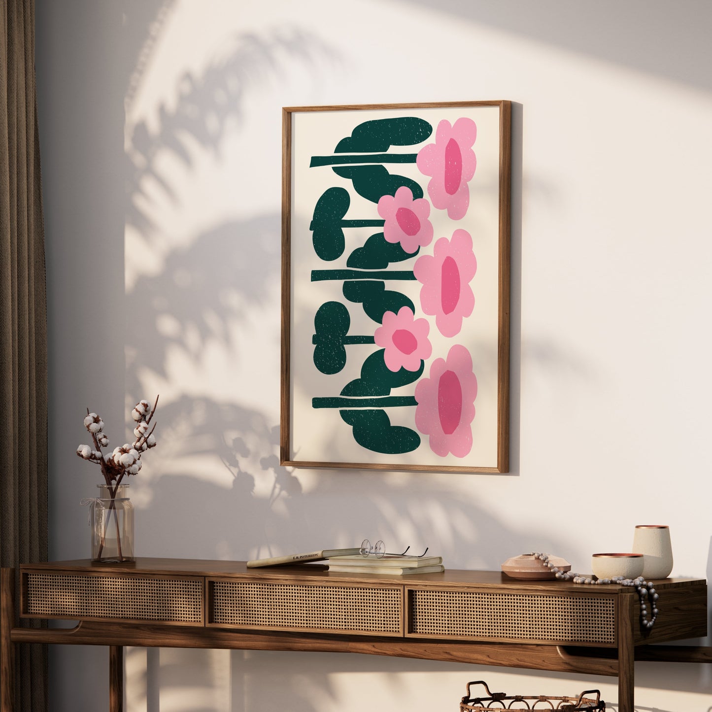Premium Poster of Charming Pink Floral Art Decorative Wall Posters
