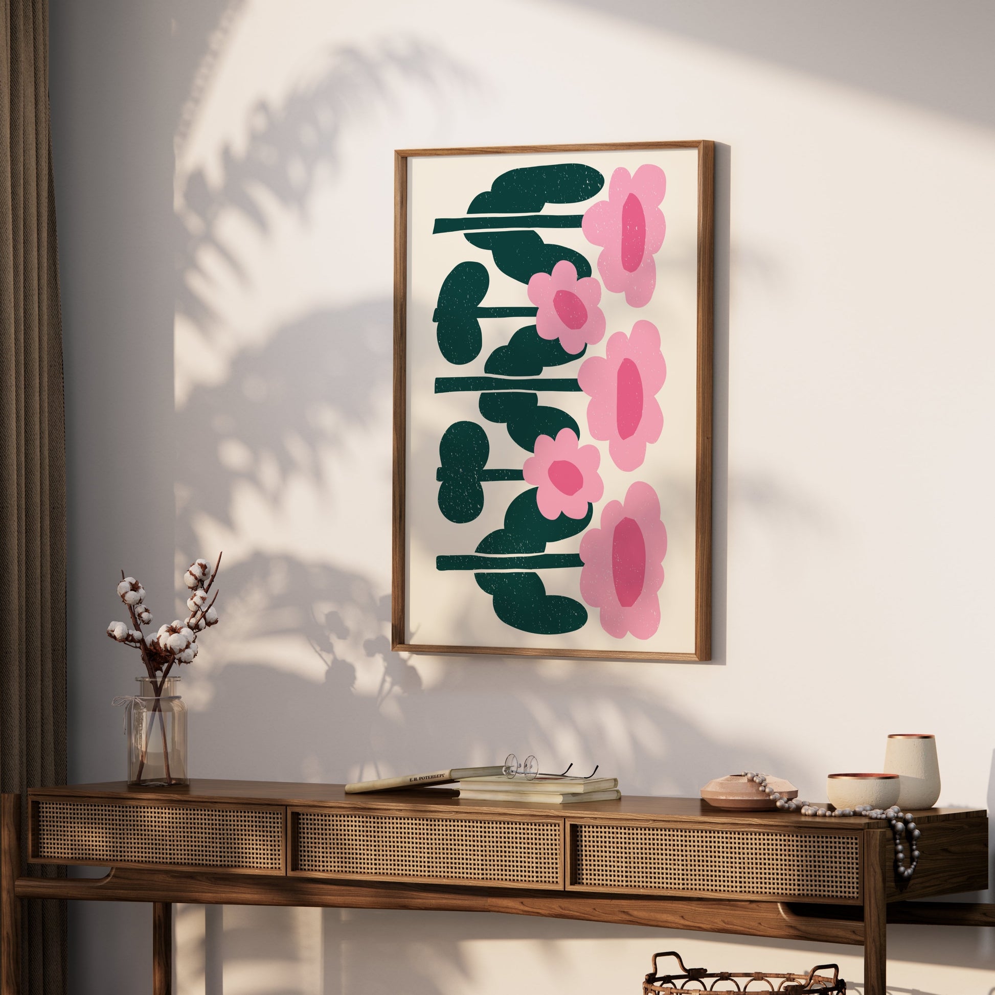 Premium Poster of Charming Pink Floral Art Decorative Wall Posters