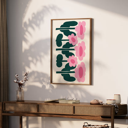 Premium Poster of Charming Pink Floral Art Decorative Wall Posters