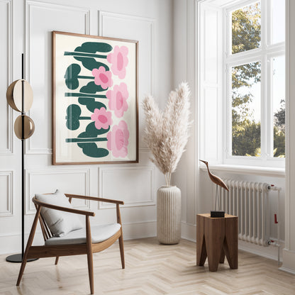 Premium Poster of Charming Pink Floral Art Decorative Wall Posters