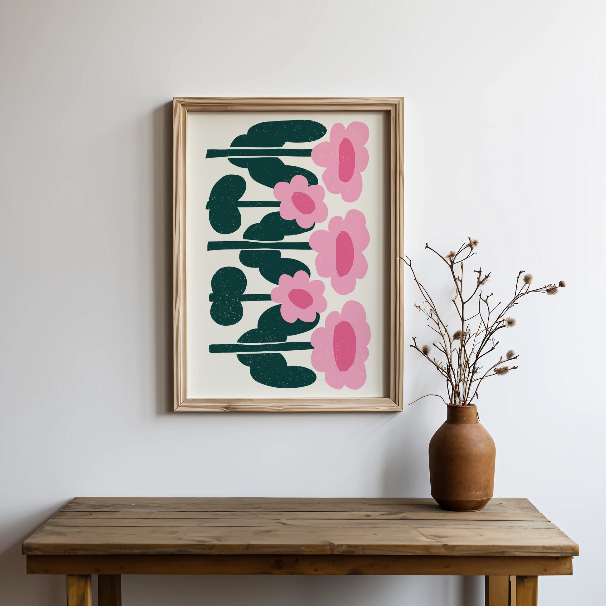 Premium Poster of Charming Pink Floral Art Decorative Wall Posters