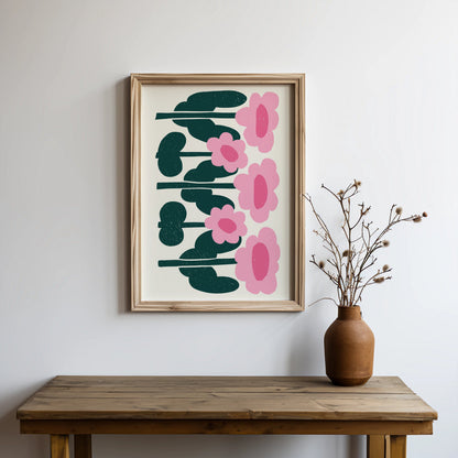 Premium Poster of Charming Pink Floral Art Decorative Wall Posters