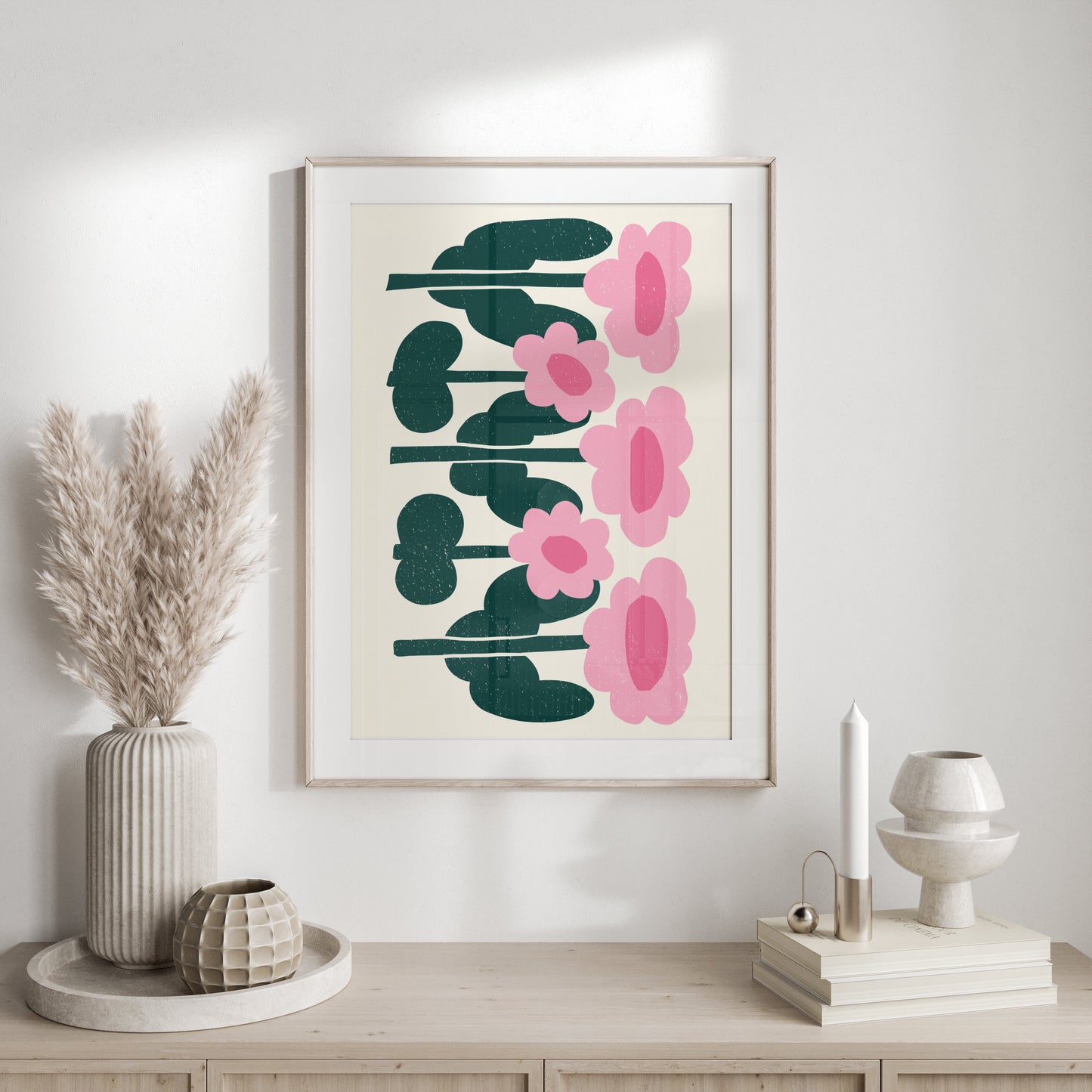 Premium Poster of Charming Pink Floral Art Decorative Wall Posters