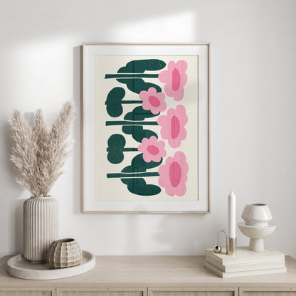Premium Poster of Charming Pink Floral Art Decorative Wall Posters