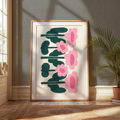 Premium Poster of Charming Pink Floral Art Decorative Wall Posters