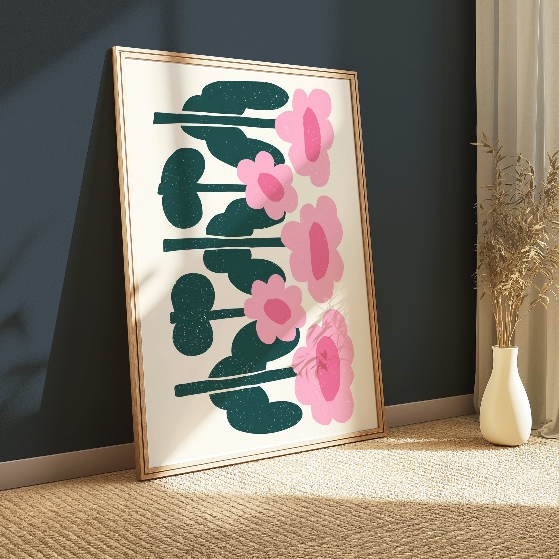 Premium Poster of Charming Pink Floral Art Decorative Wall Posters