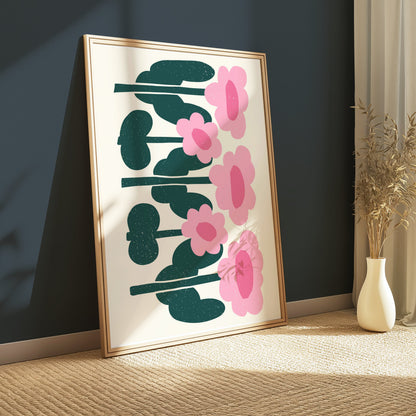 Premium Poster of Charming Pink Floral Art Decorative Wall Posters