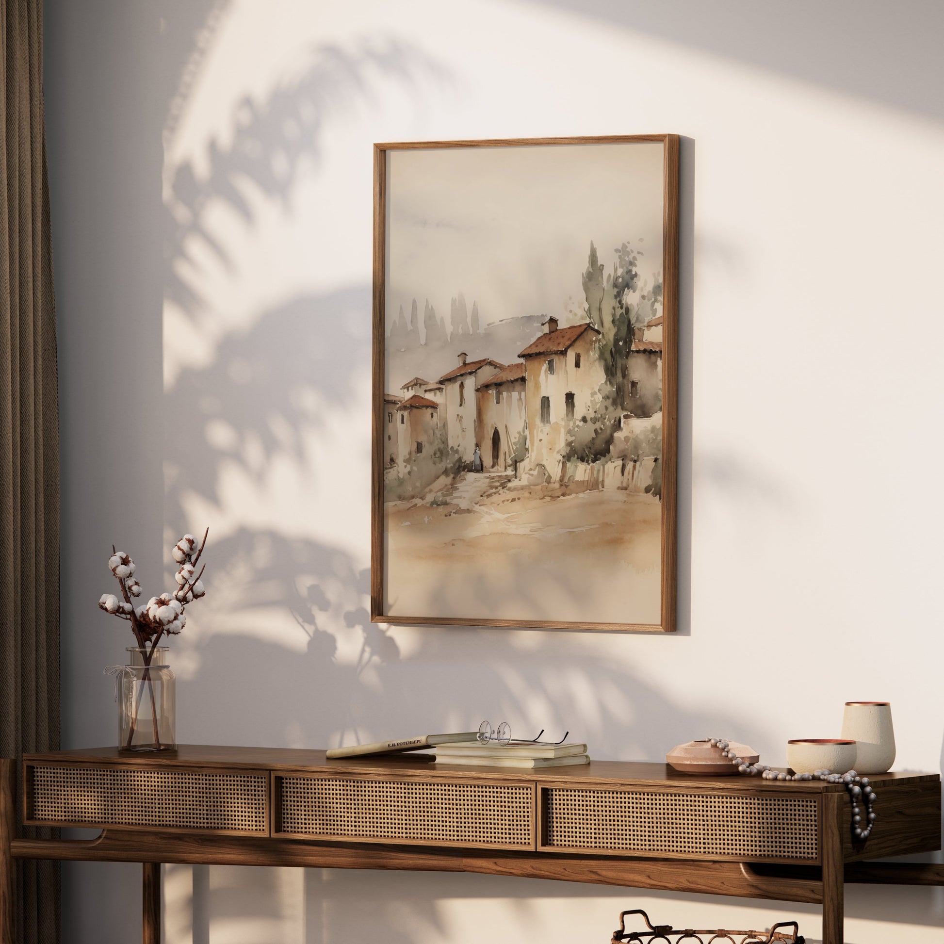 Premium Poster of Charming Rustic Village Watercolor Art Posters