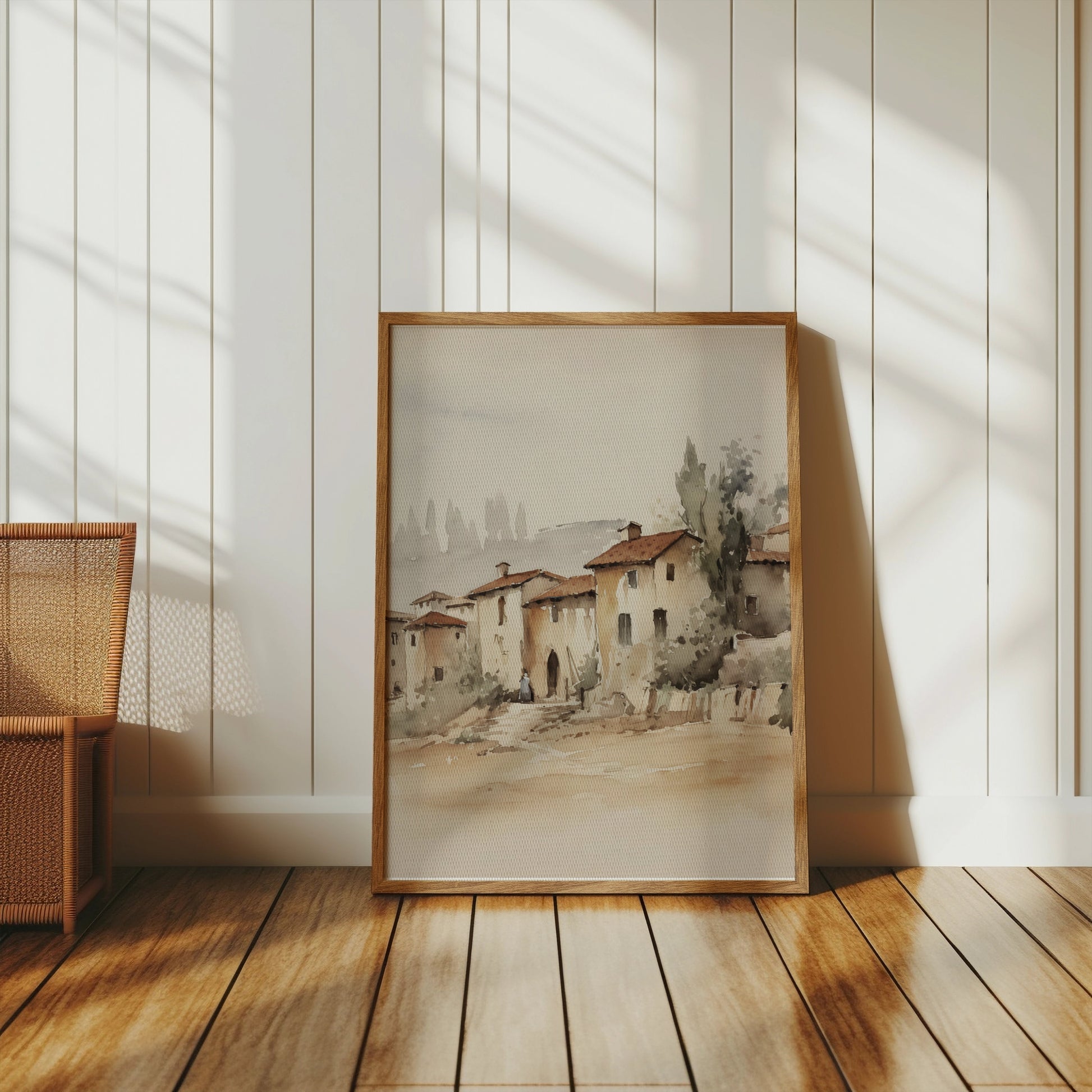 Premium Poster of Charming Rustic Village Watercolor Art Posters