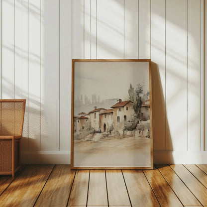 Premium Poster of Charming Rustic Village Watercolor Art Posters