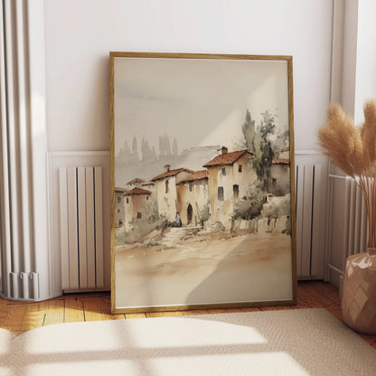 Premium Poster of Charming Rustic Village Watercolor Art Posters