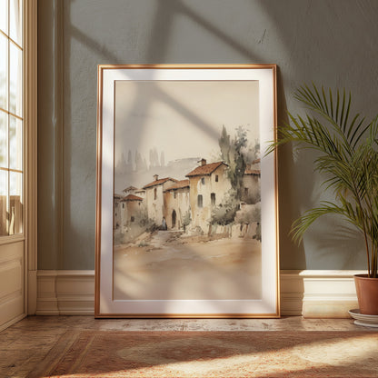 Premium Poster of Charming Rustic Village Watercolor Art Posters