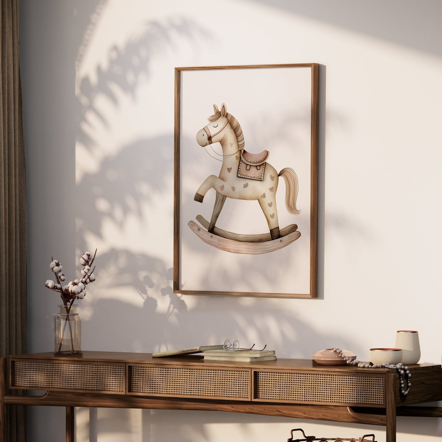 Premium Poster of Charming Vintage Rocking Horse Nursery Art Posters