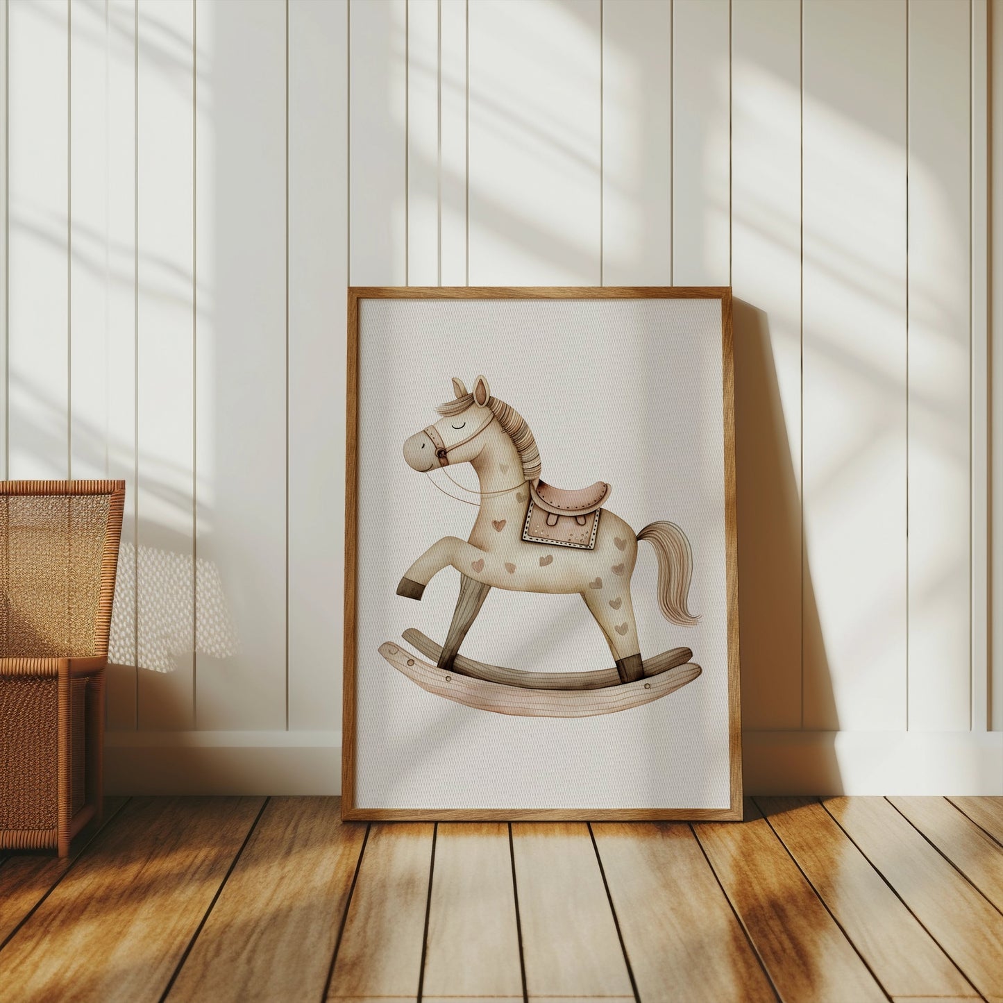 Premium Poster of Charming Vintage Rocking Horse Nursery Art Posters