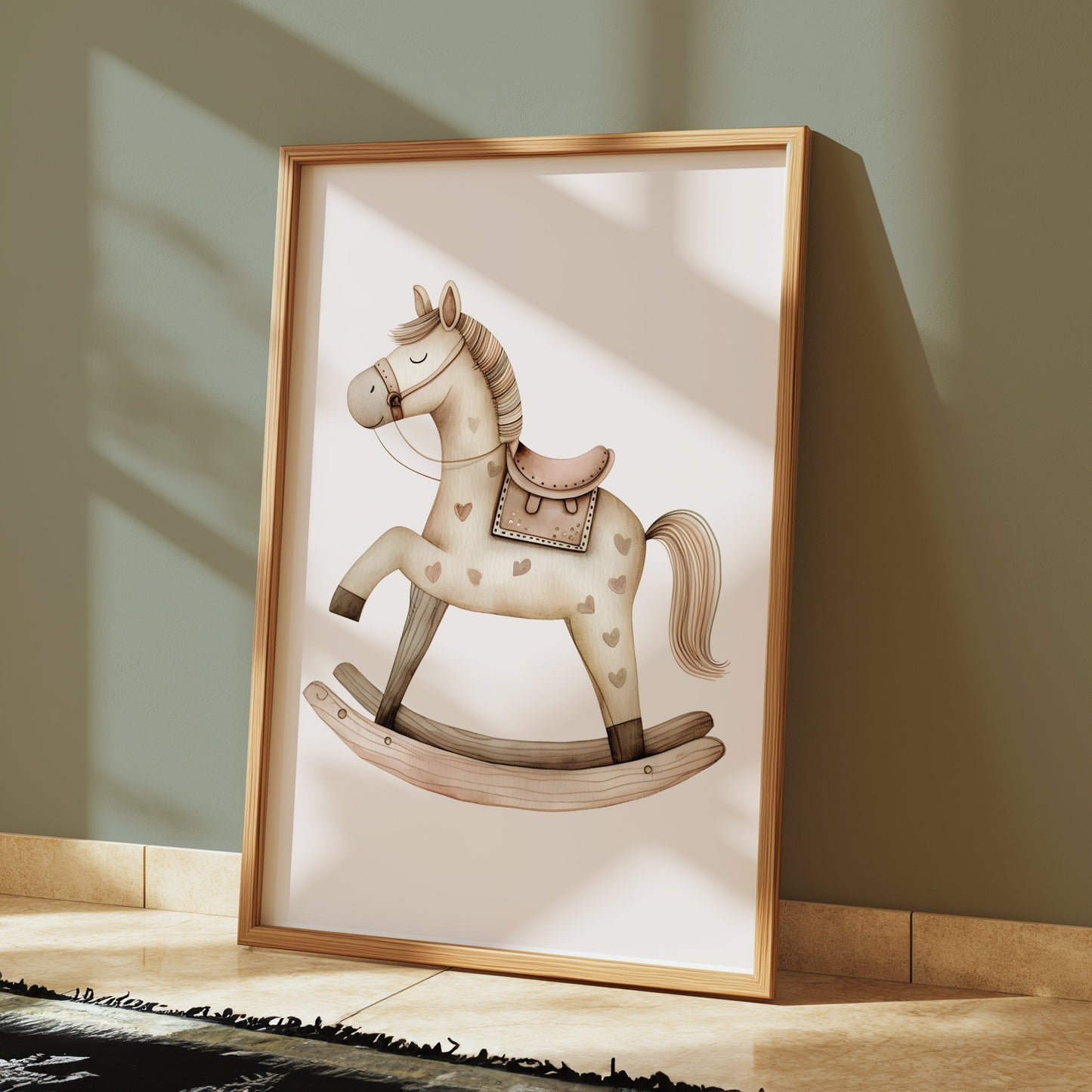 Premium Poster of Charming Vintage Rocking Horse Nursery Art Posters