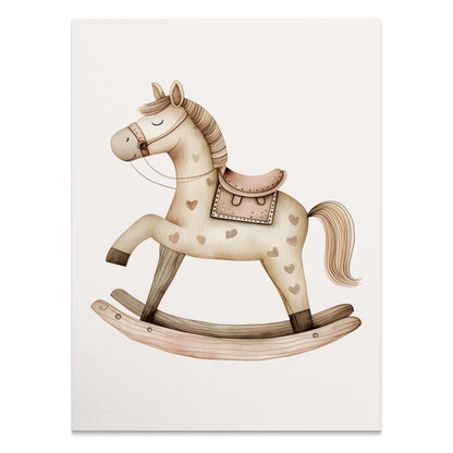 Premium Poster of Charming Vintage Rocking Horse Nursery Art Posters