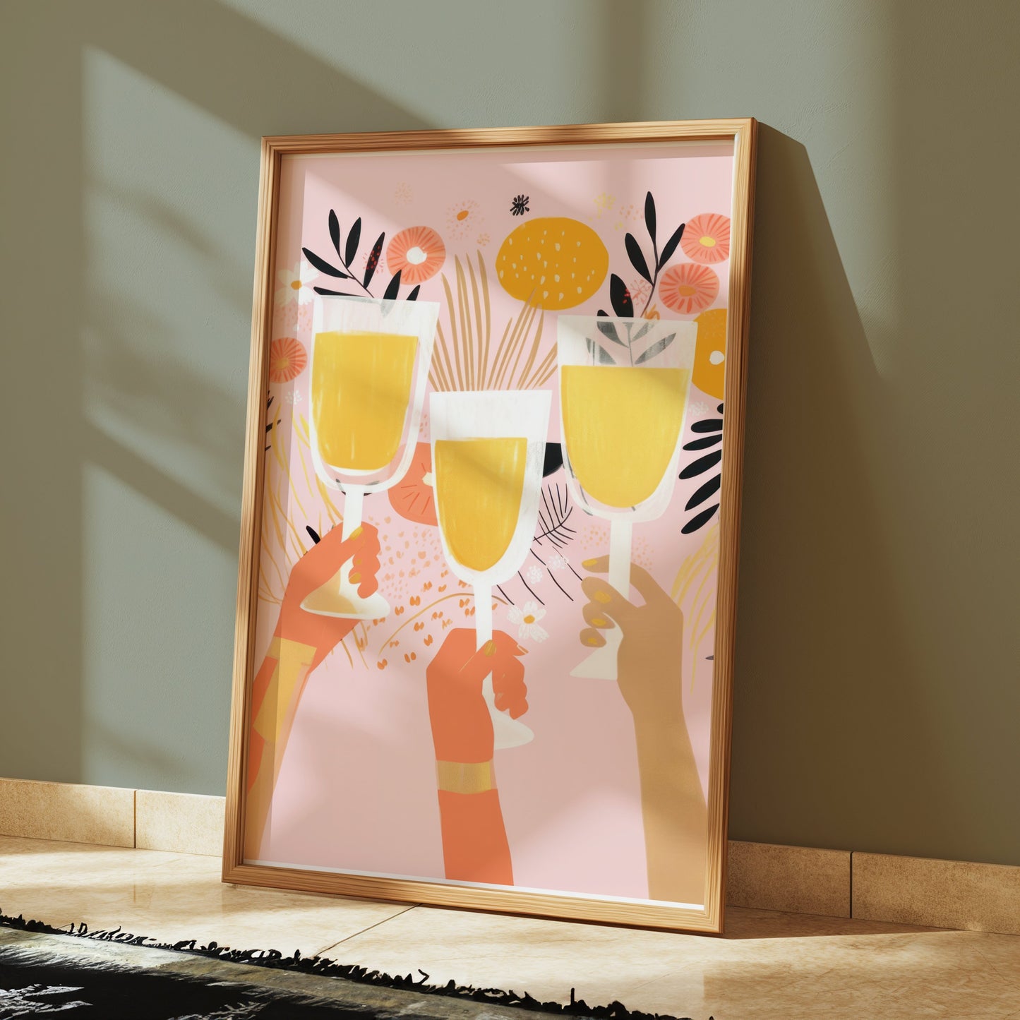 Premium Poster of Cheerful Celebration of Clinking Glasses Art Print Posters