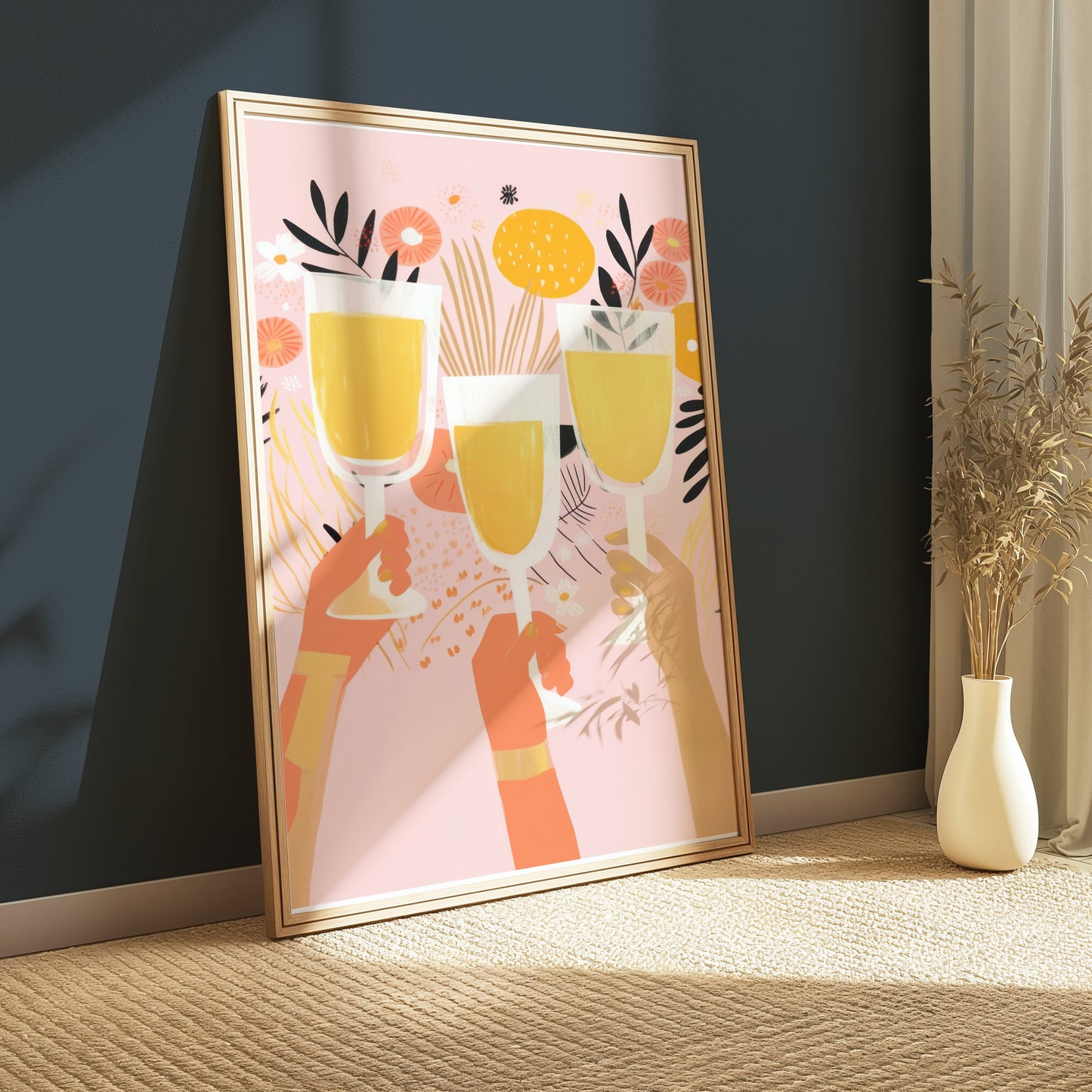 Premium Poster of Cheerful Celebration of Clinking Glasses Art Print Posters
