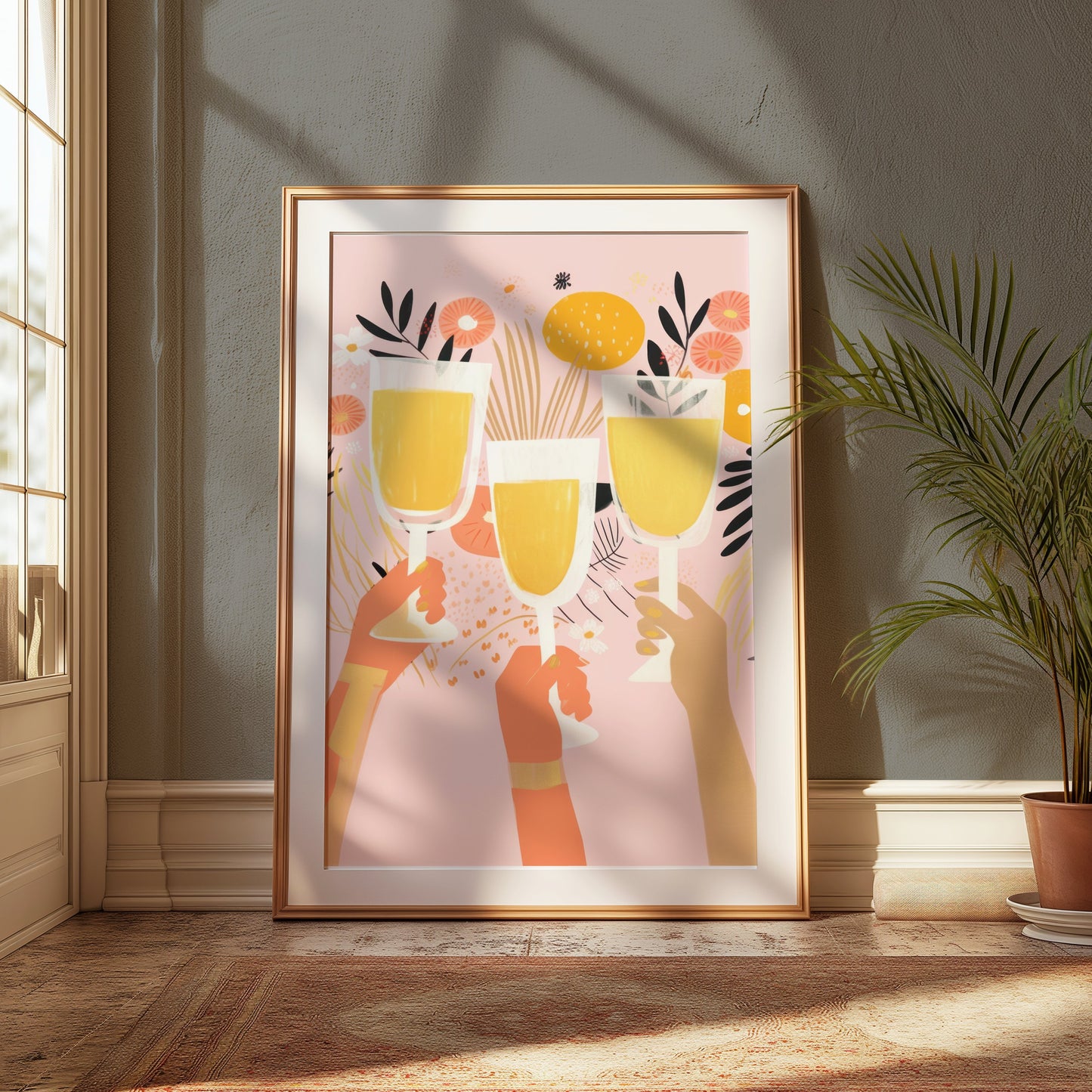 Premium Poster of Cheerful Celebration of Clinking Glasses Art Print Posters