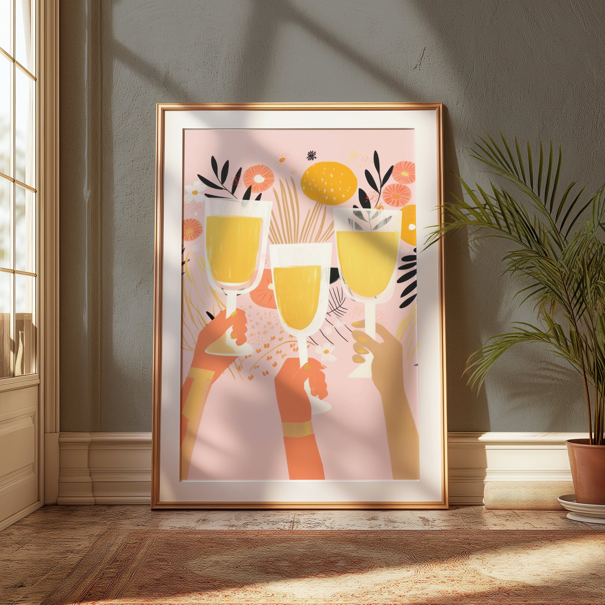 Premium Poster of Cheerful Celebration of Clinking Glasses Art Print Posters